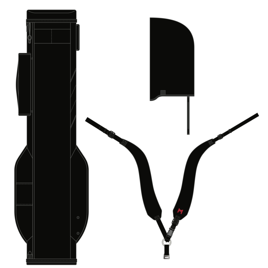 black par 3 golf bag lightweight for walking all magnetic pockets