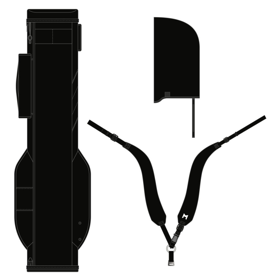 black par 3 golf bag lightweight for walking all magnetic pockets