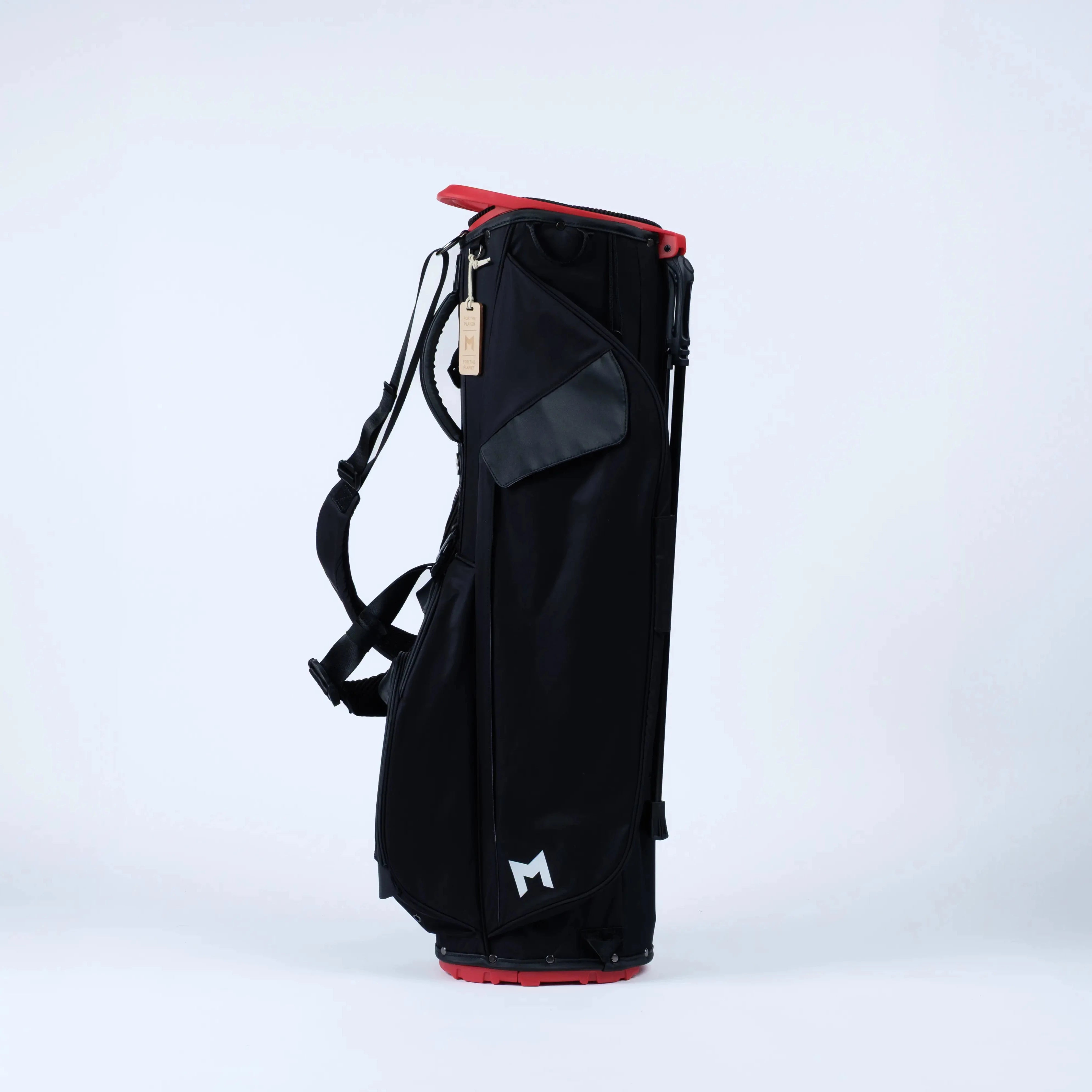 M COMP Black Red Golf Bag on Stand