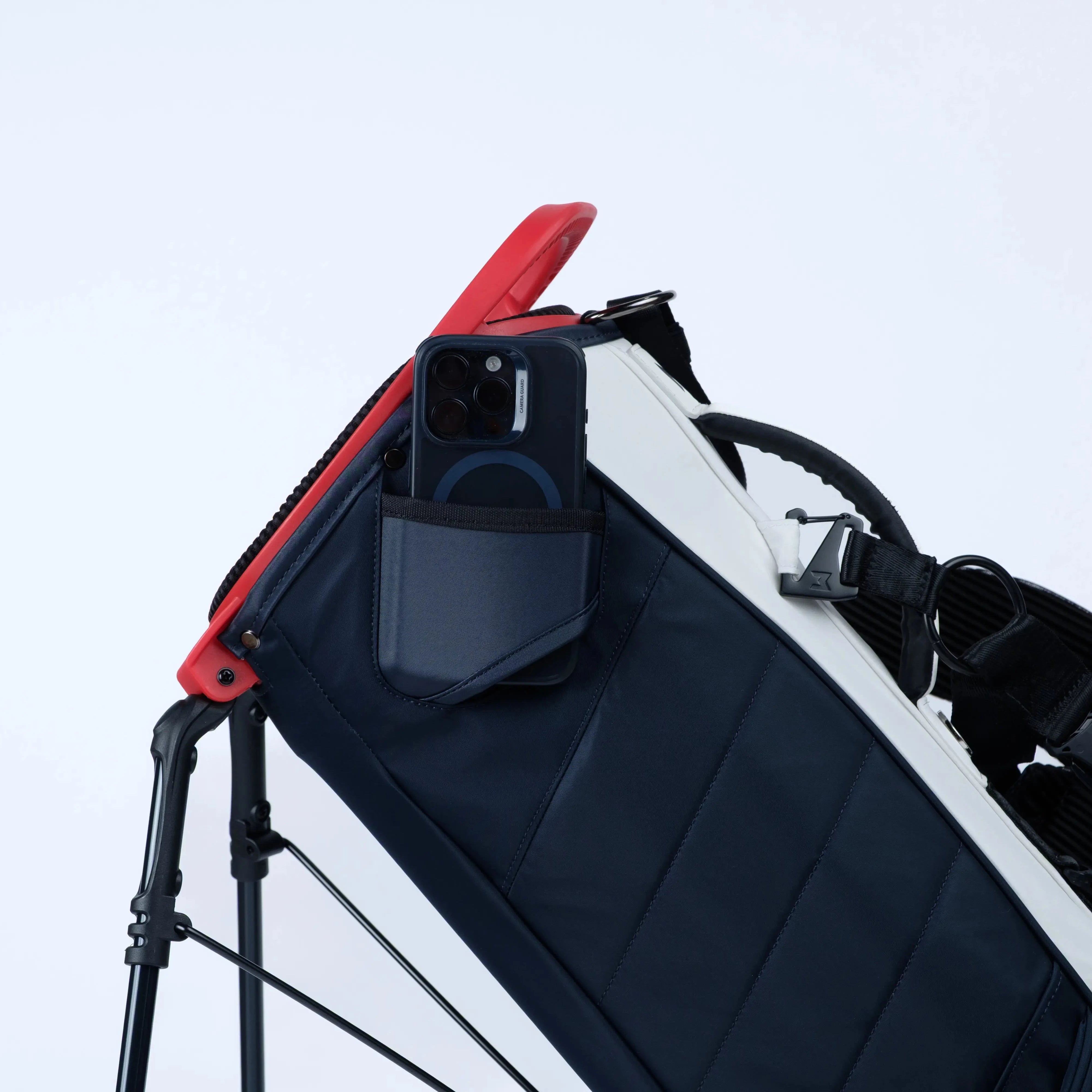 M COMP Navy White Red Golf Bag Filming Pocket