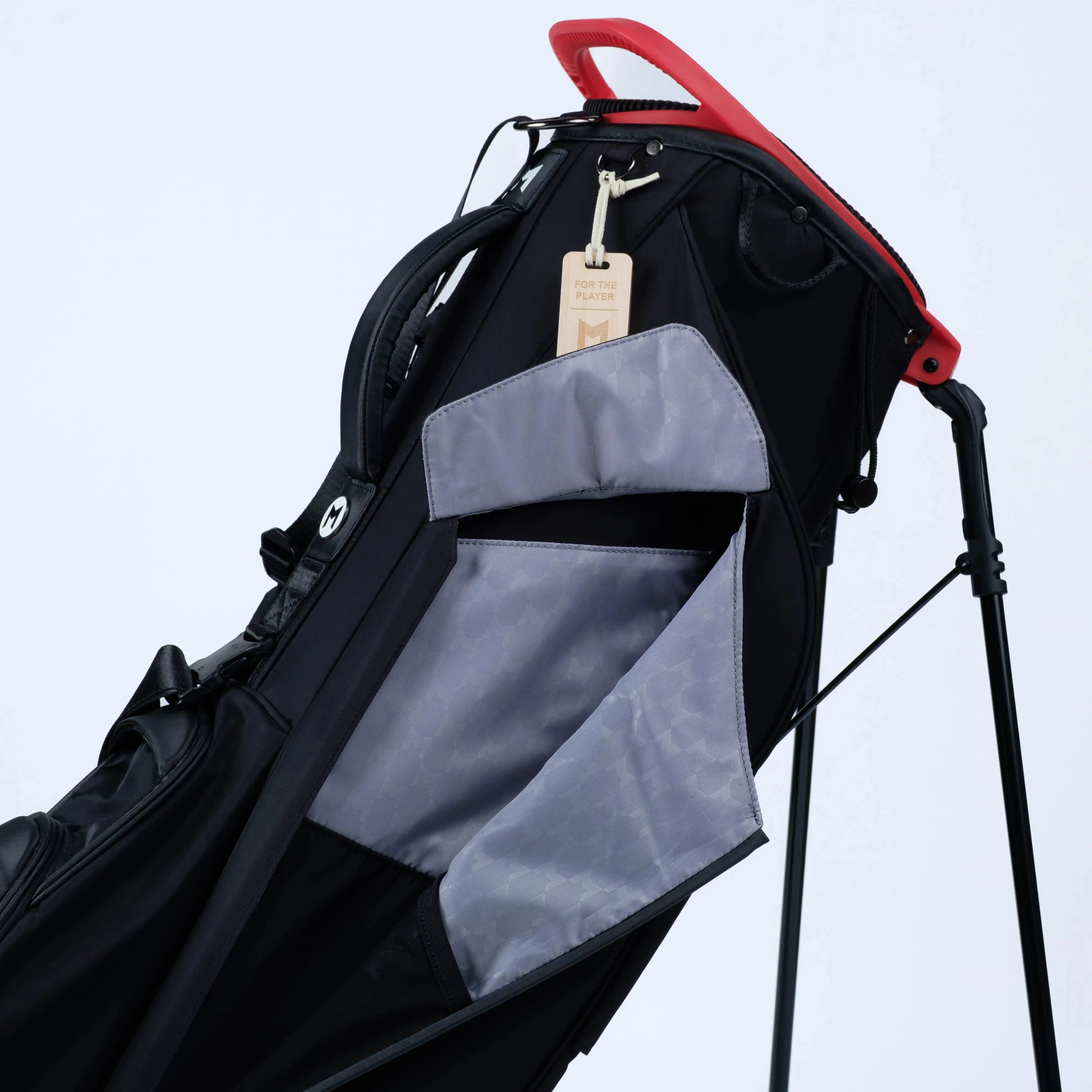 M COMP Black Red Golf Bag Full Length Magnetic Pockets