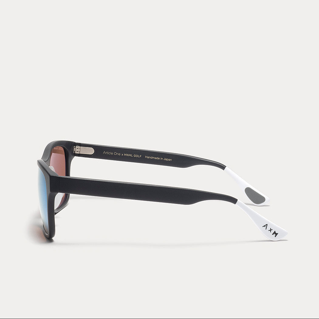 Black sunglasses set on a white background