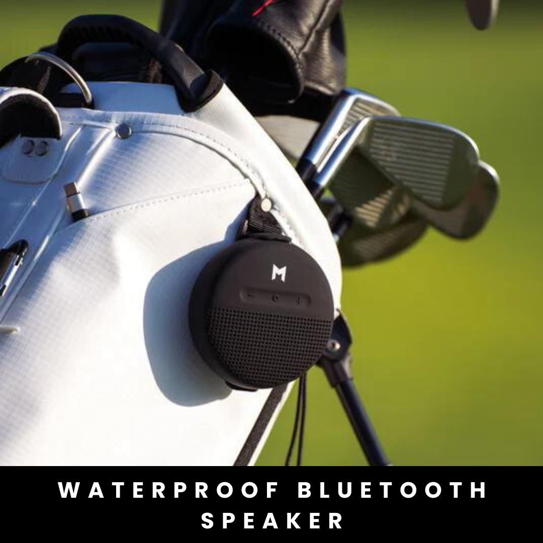 Customize your Mr1 eco golf bag with a waterproof bluetooth speaker to listen to music while on the golf course.