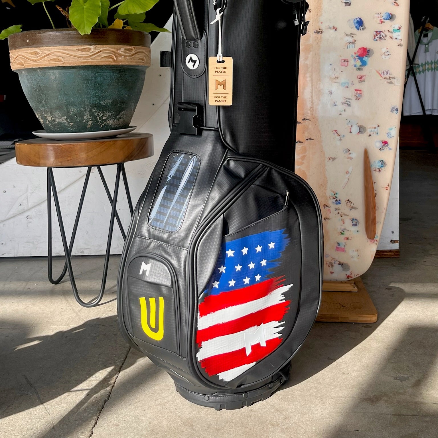 Custom Black Golf Bag with USA Ryder Cup Hand Painted