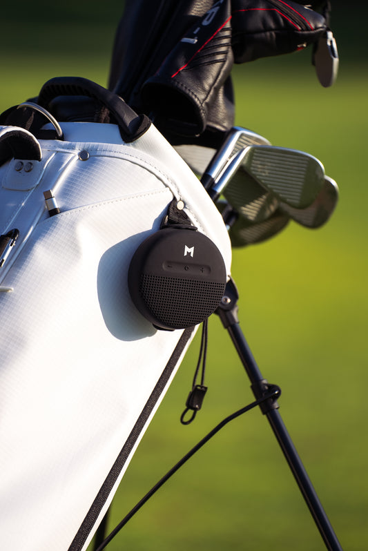 This is our waterproof bluetooth speaker on our new MR1 eco golf bag.